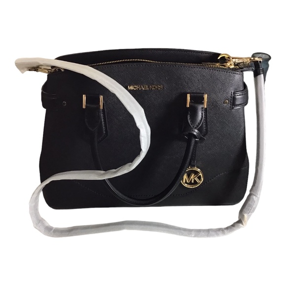 MICHAEL KORS LYNN MK Signature LG EW Satchel Bag Black 38S1CNKS7L See Condition - Picture 6 of 12